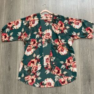 Teal floral kimono